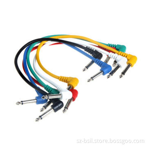 Set of 6pcs Colorful Guitar Patch Cables Angled for Guitar Effect Pedals